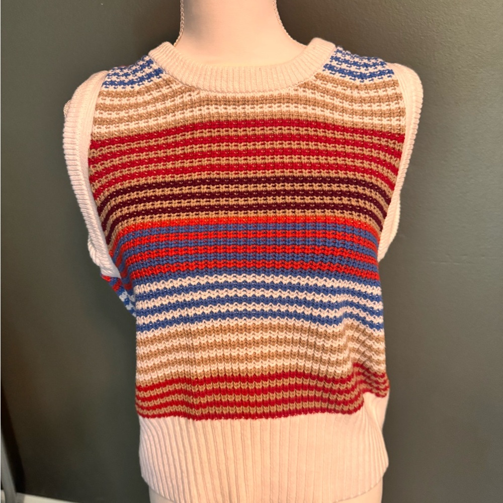 LOFT Multicolor Striped Sleeveless Sweater